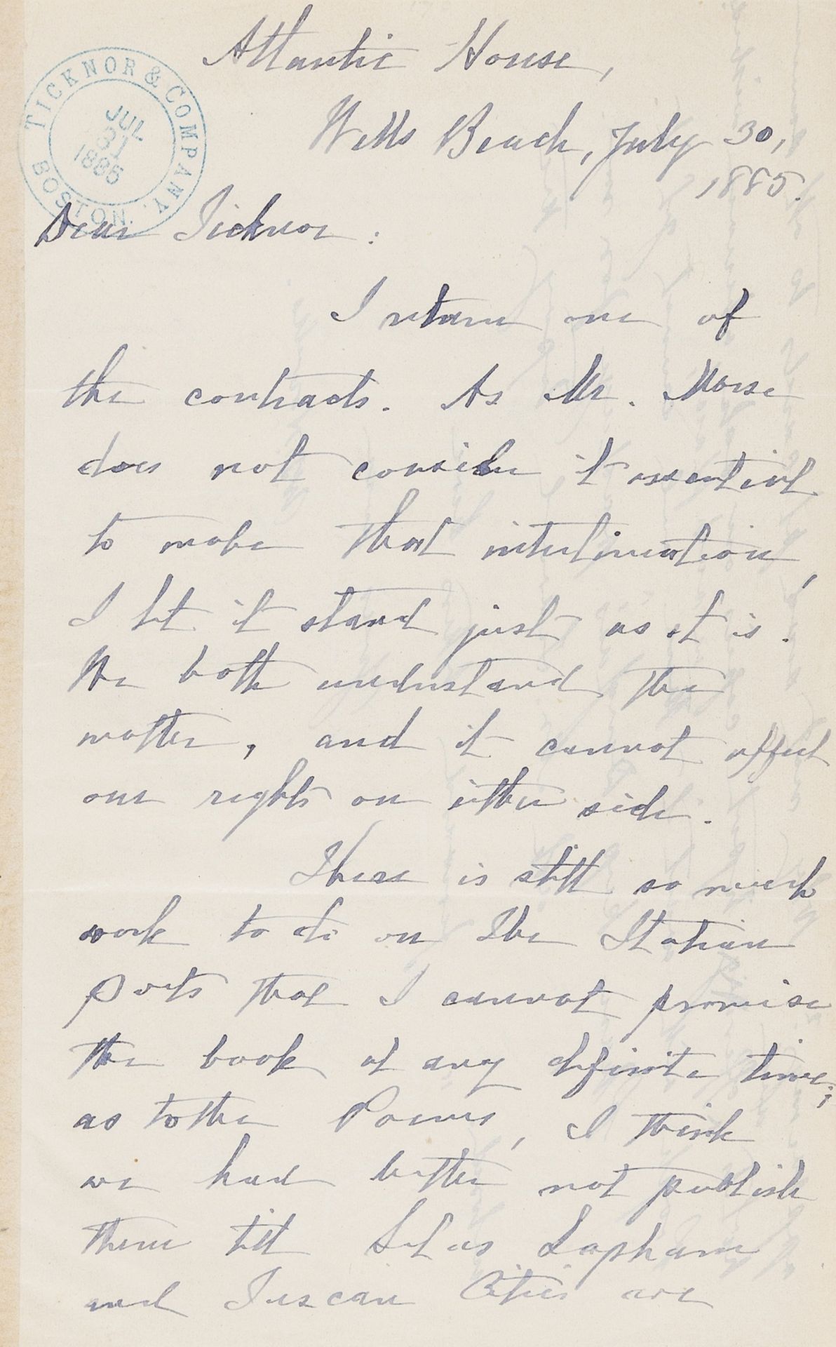 Howells (William Dean) 4 Autograph Letters signed to Benjamin Holt Ticknor, 1883-87, suggesting …