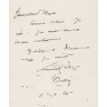 Irving (Sir Henry) Autograph Letter signed, "Give my love to Florence", 1885.