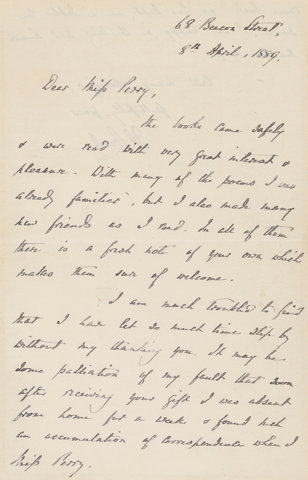 Lowell (James Russell) 2 Autograph Letters signed to "My dear Appleton" and Nora Perry, 1855 & …