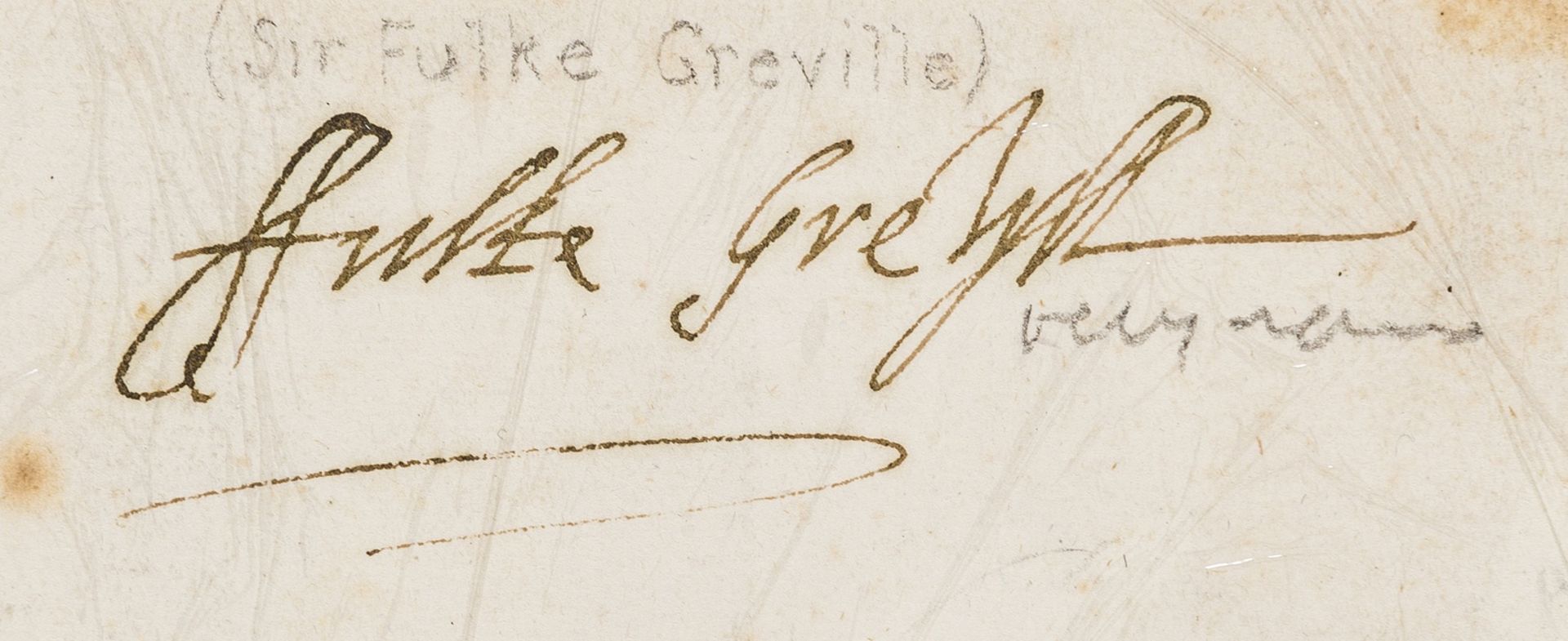 Greville (Fulke, Baron Brooke) Cut signature, 1600.