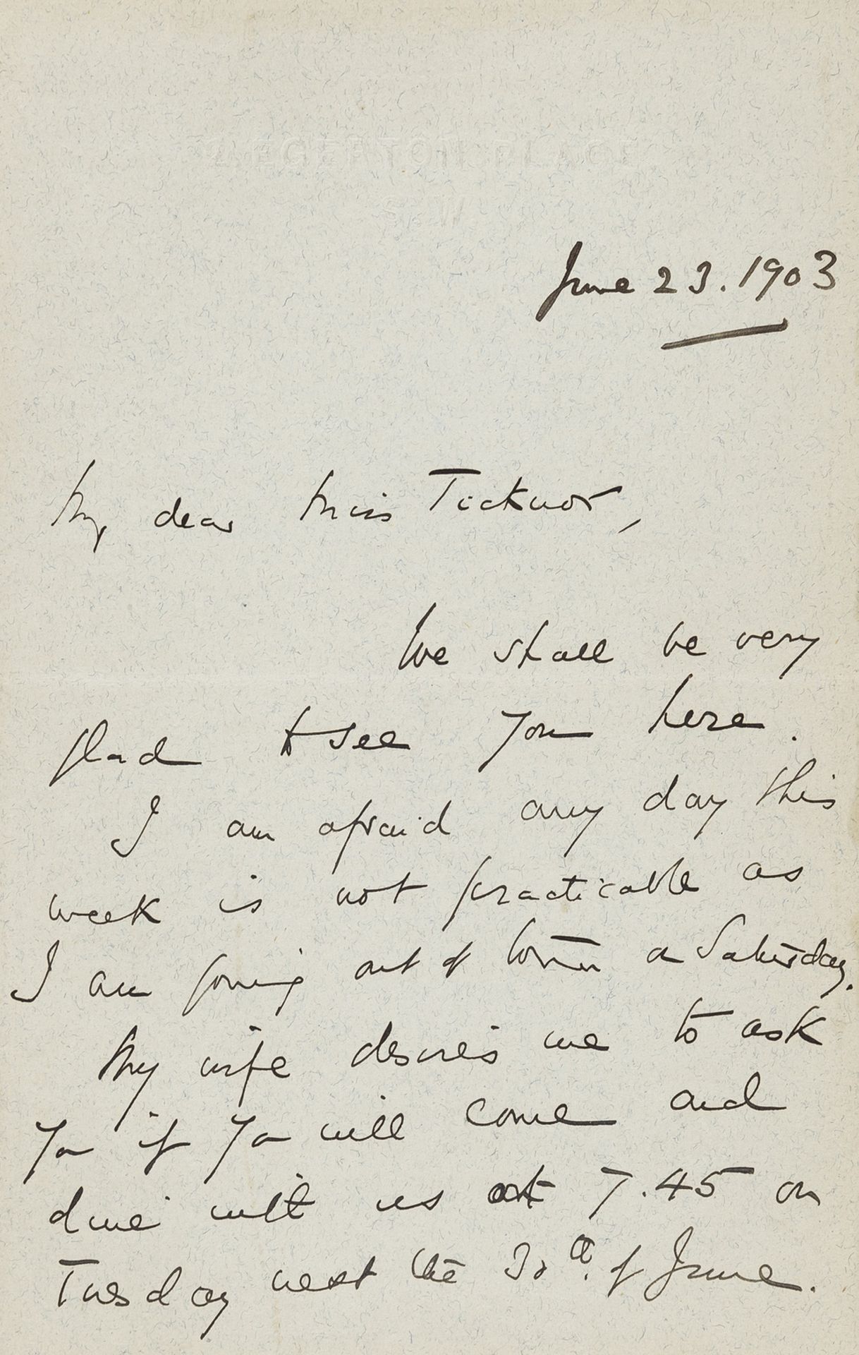 Dickens (Sir Henry Fielding Dickens, son of Charles Dickens) Autograph Letter signed to Caroline …