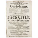 Shakespeare Playbill.- Theatre-Royal [?Dublin]... Coriolanus... Jack & Jill or, the Clown's …