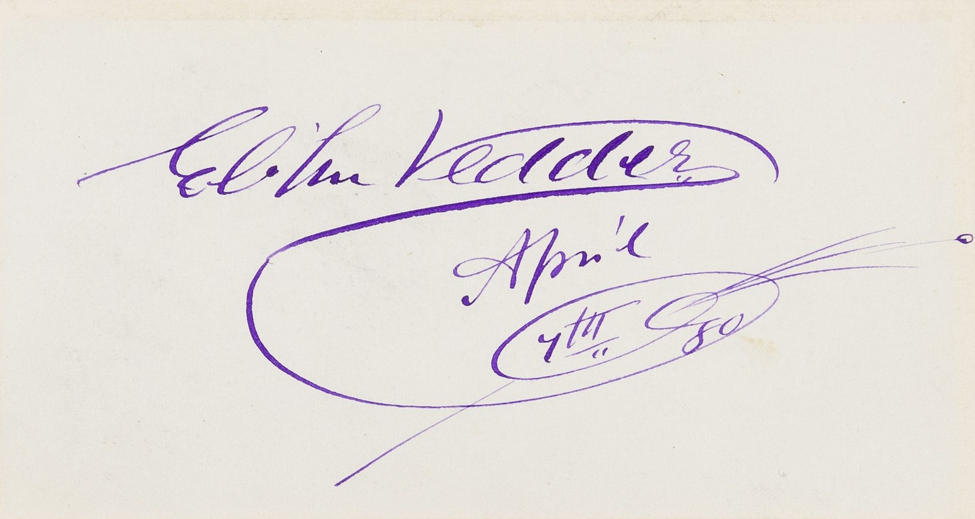 Vedder (Elihu) Cut signature, 1880; and an illustration by Vedder for Isaac Henderson's novel, The … - Bild 2 aus 2