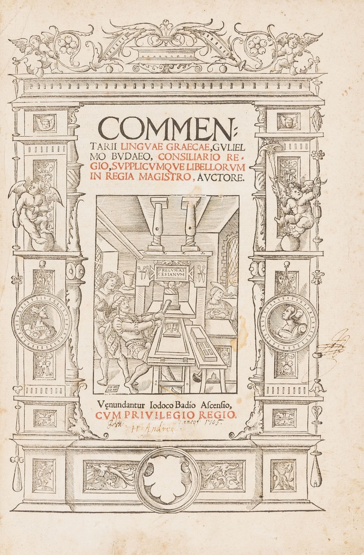 Budé (Guillaume) Commentarii linguae Graecae, first edition, Paris, Josse Badius, 1529.