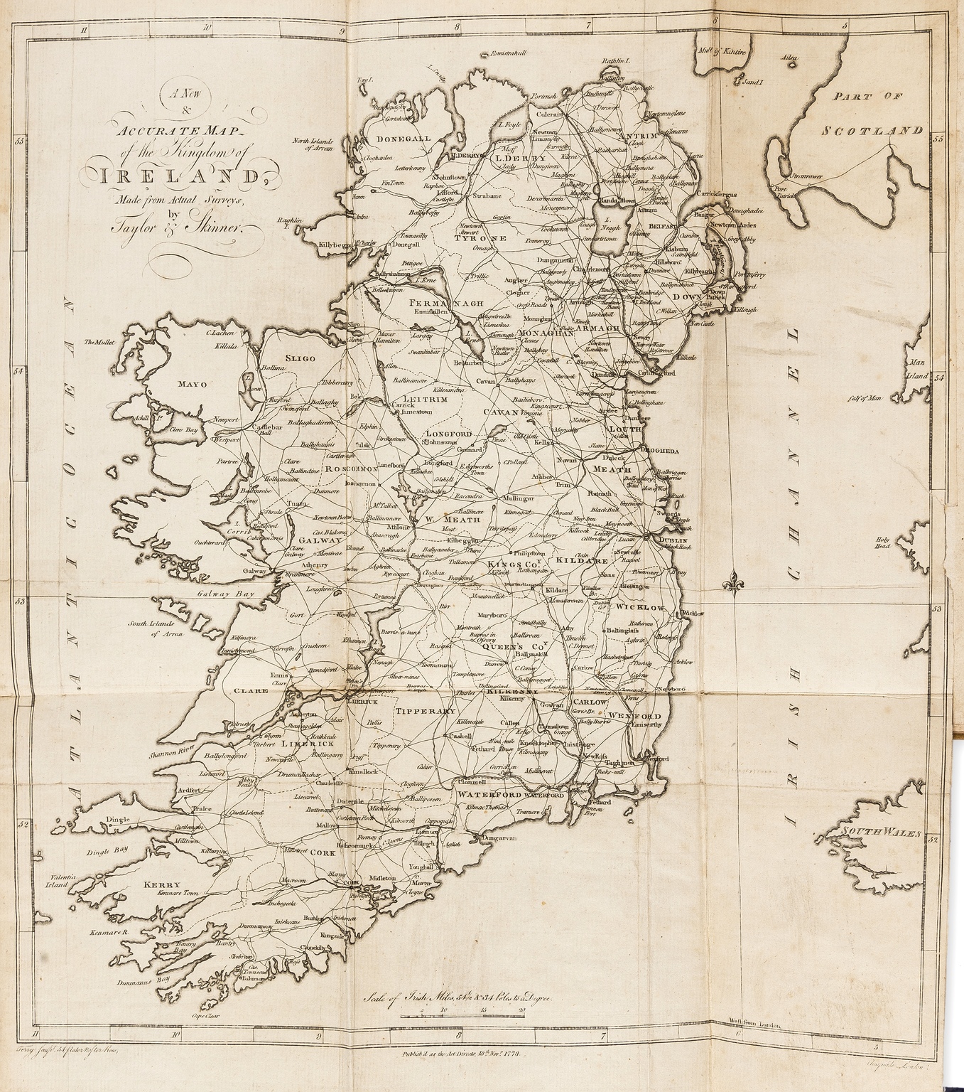 Ireland.- Taylor (George) and Andrew Skinner. Taylor and Skinners's Maps of the Roads of Ireland, …