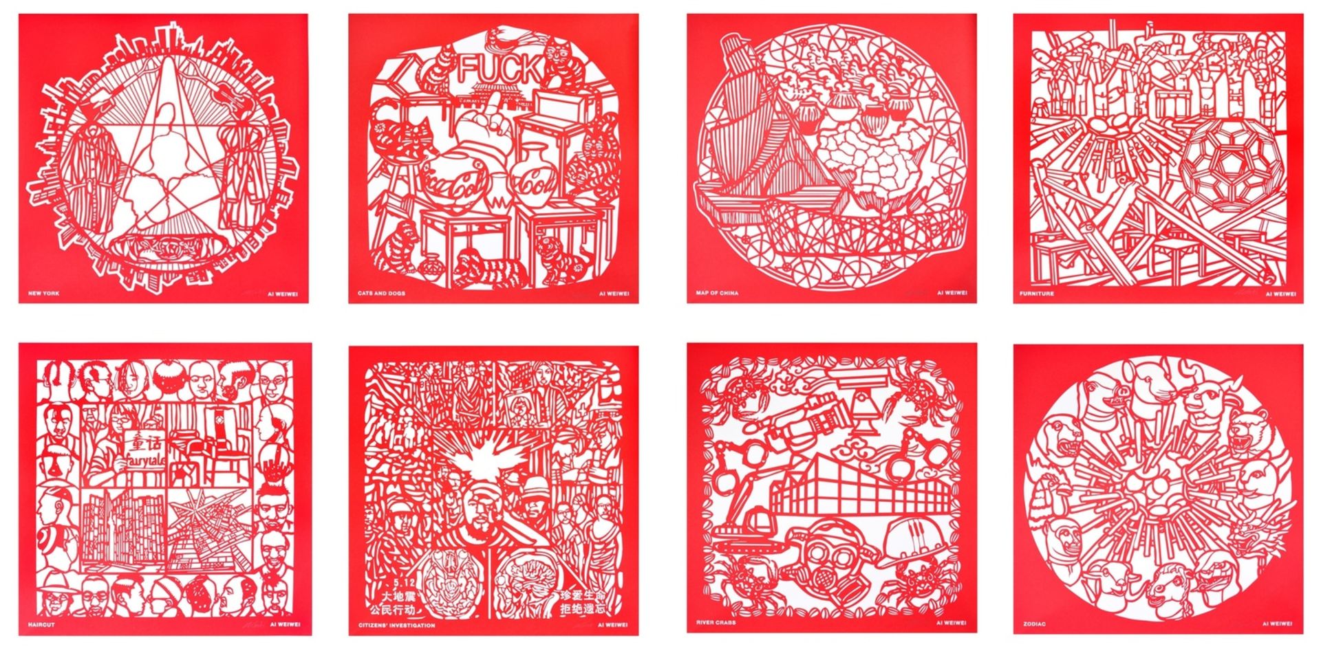 Ai Weiwei (b.1957) The Papercut Portfolio (New York; Cats and Dogs; Map of China; Furniture; …