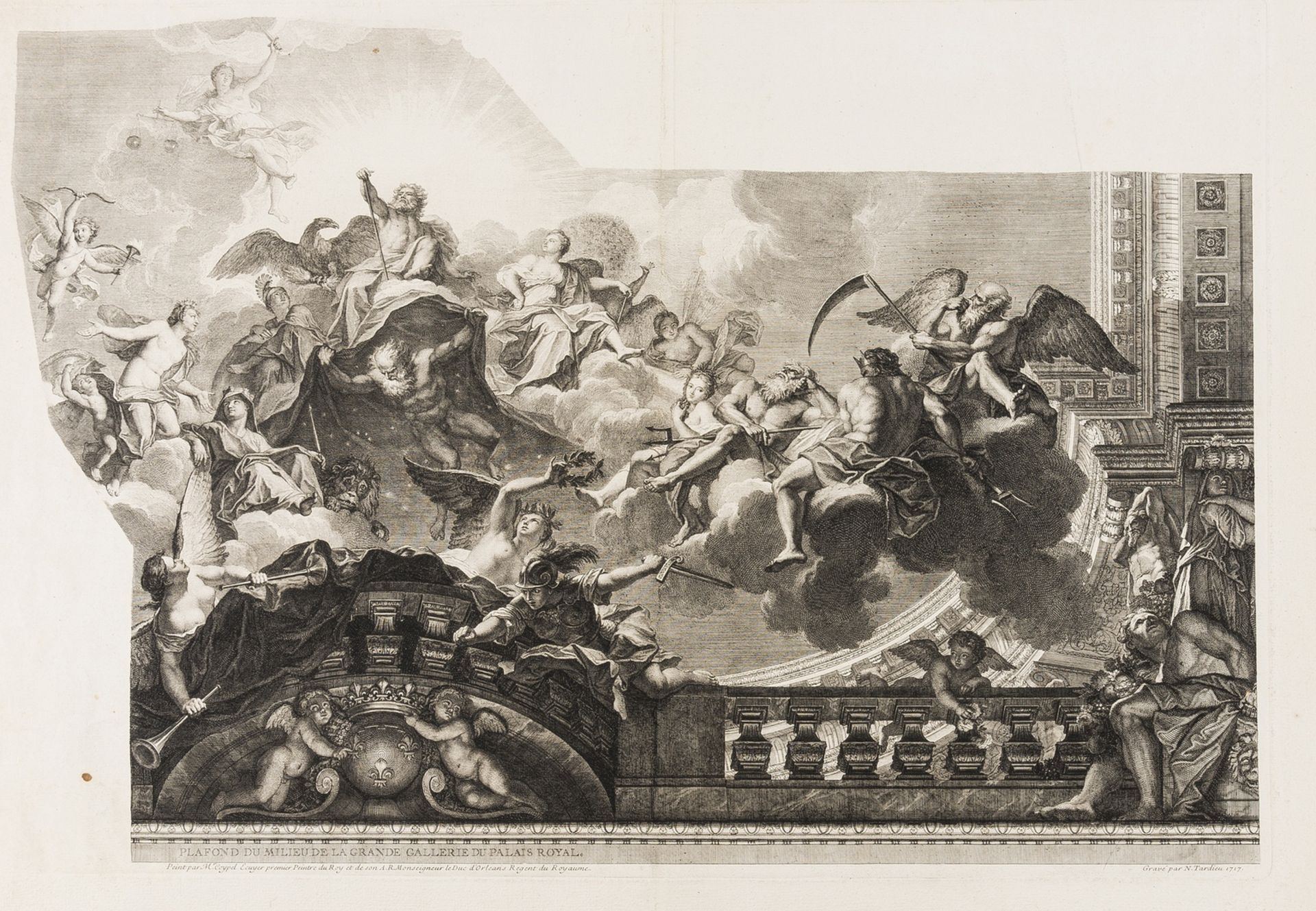 Painted ceiling.- Tardieu (Nicolas-Henri) Assembly of the Gods, after Antoine Coypel's ceiling … - Bild 4 aus 4