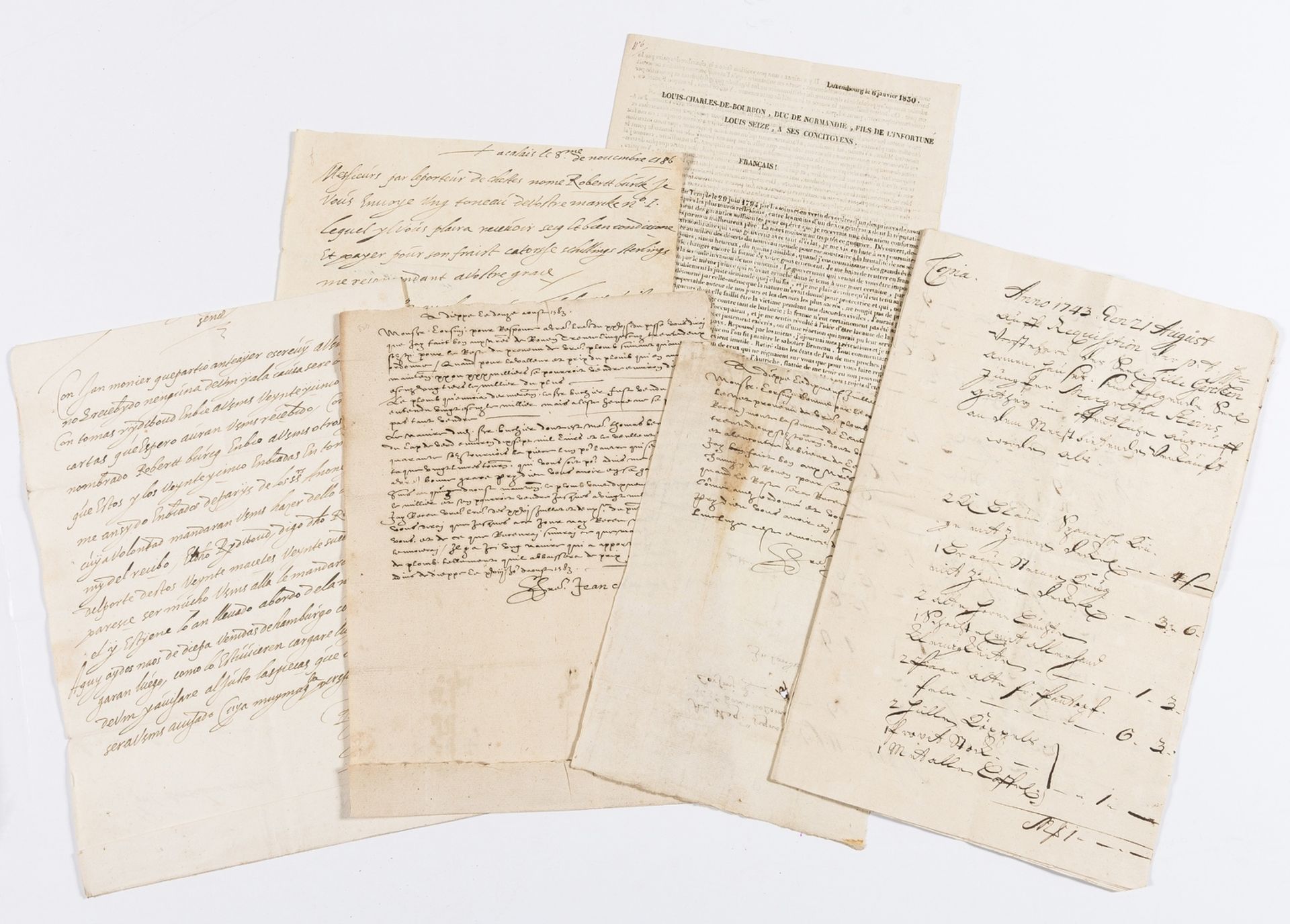 Corsini Merchants in London.- Chauvin (Jean, merchant of Dieppe) 2 Autograph Letters to …