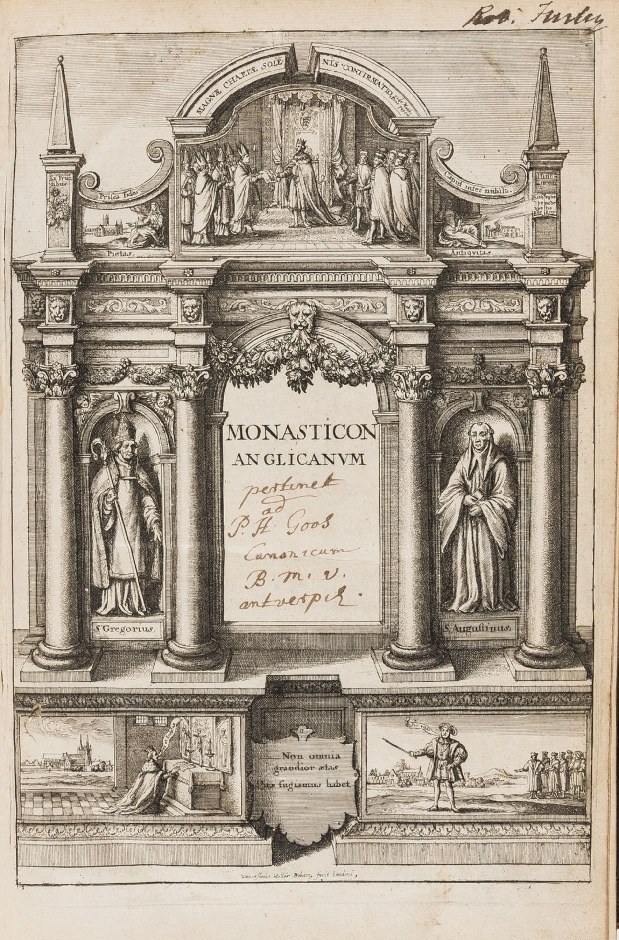 Dugdale (Sir William) Monasticon Anglicanum, 3 vol., first edition, Richard Hodgkinsonne, 1655.