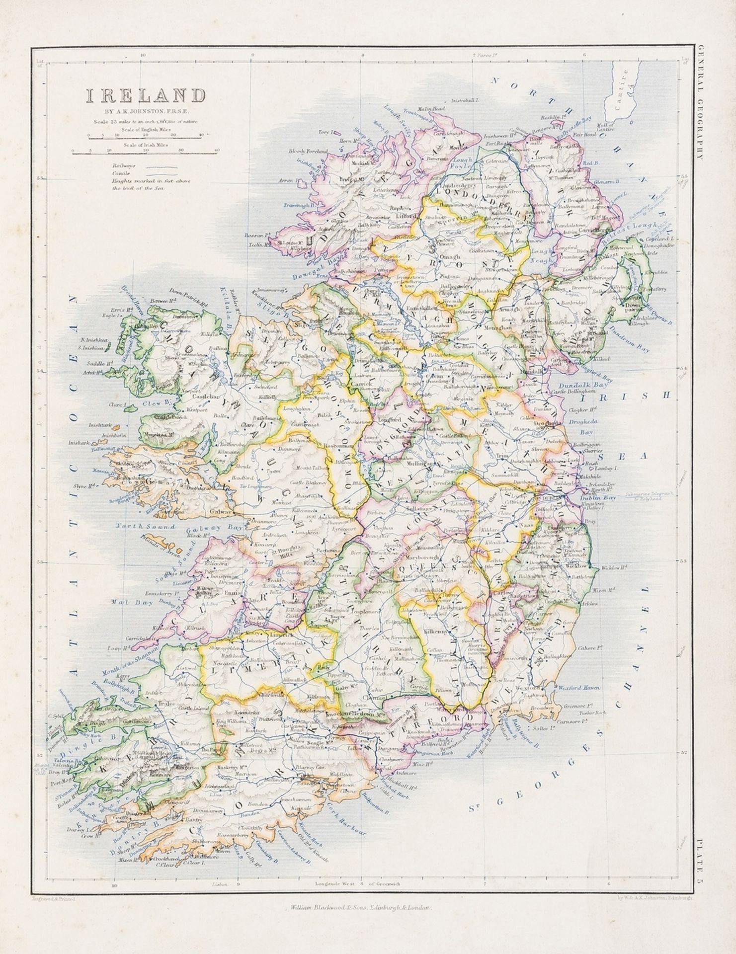 Atlases.- Johnston (Alexander Keith) Atlas of General and Descriptive Geography, Edinburgh & …