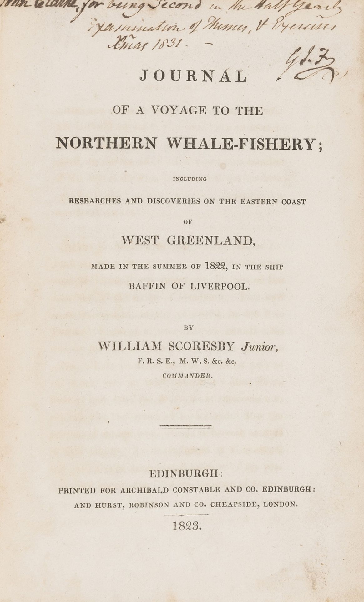 Greenland.- Scoresby (Rev. William) Journal of a Voyage to the Northern Whale-Fishery, first … - Bild 2 aus 2