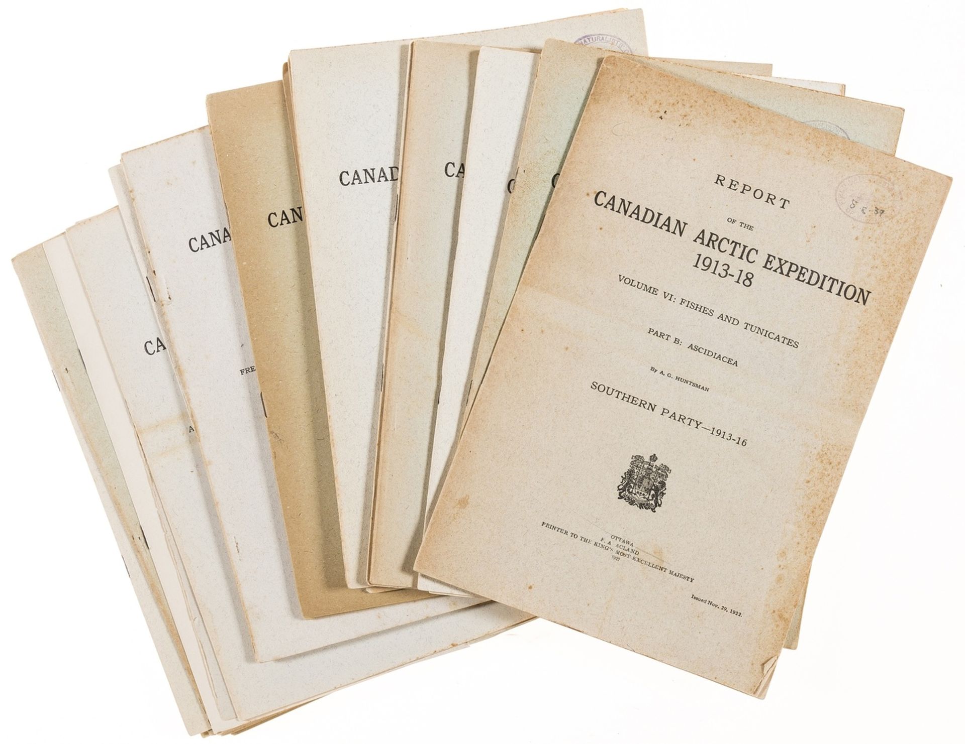 Polar.- Arctic.- Report of the Canadian Arctic Expedition 1913-1918, 31 parts from vol. VI-X, …