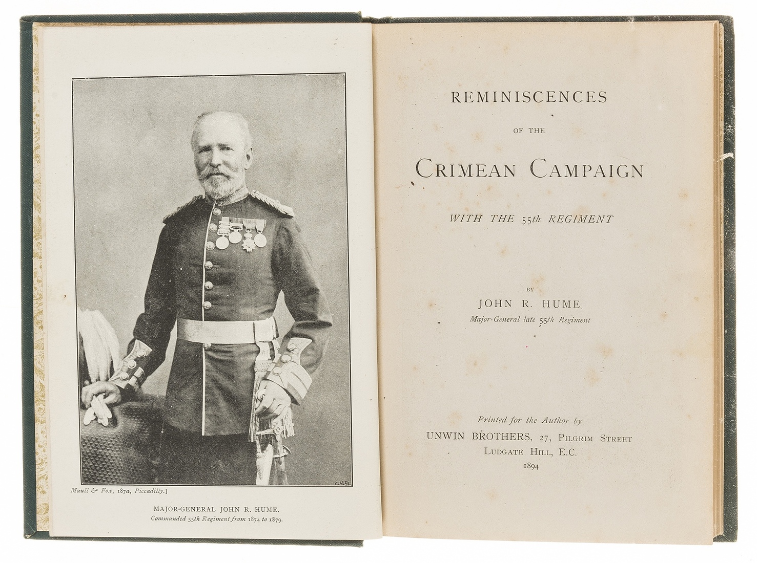 Russia.- Hume (Major-General John R.) Reminiscences of the Crimean Campaign, first edition, 1894; …