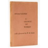 Rich (Adrienne Cecile) A Change of World, first edition, presentation inscription from author, New …