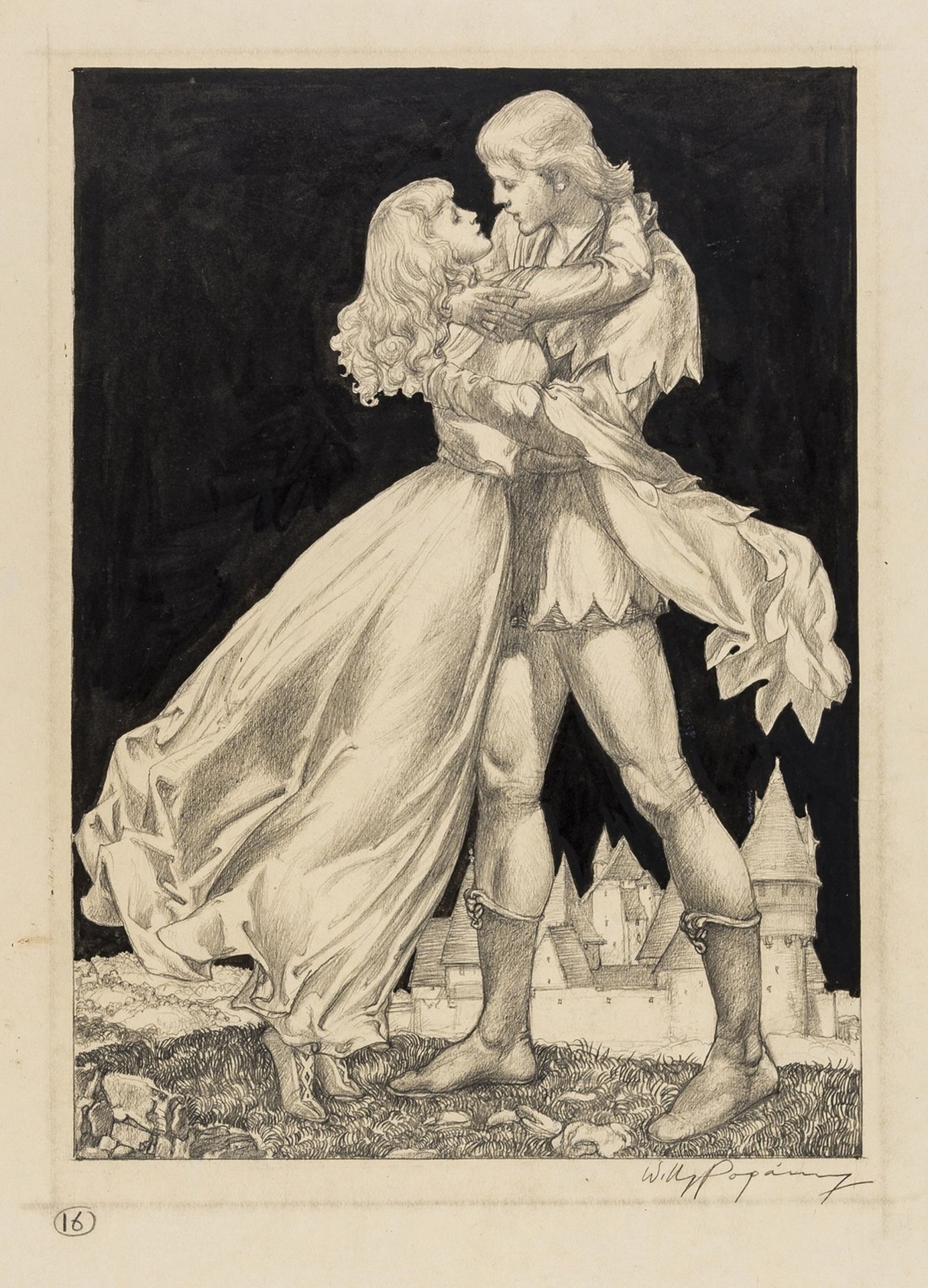 Original illustration.- Pogany (Willy) The Embrace, [early 20th century]; and another (2)