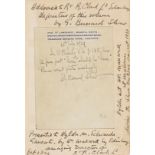 Shaw (George Bernard) Heartbreak House, Great Catherine, and Playlets of the War, autograph note …