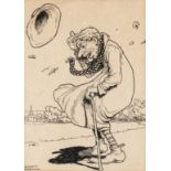 Original illustration.- Robinson (William Heath) Uncle Lubin and a gust of wind, [c. 1900].