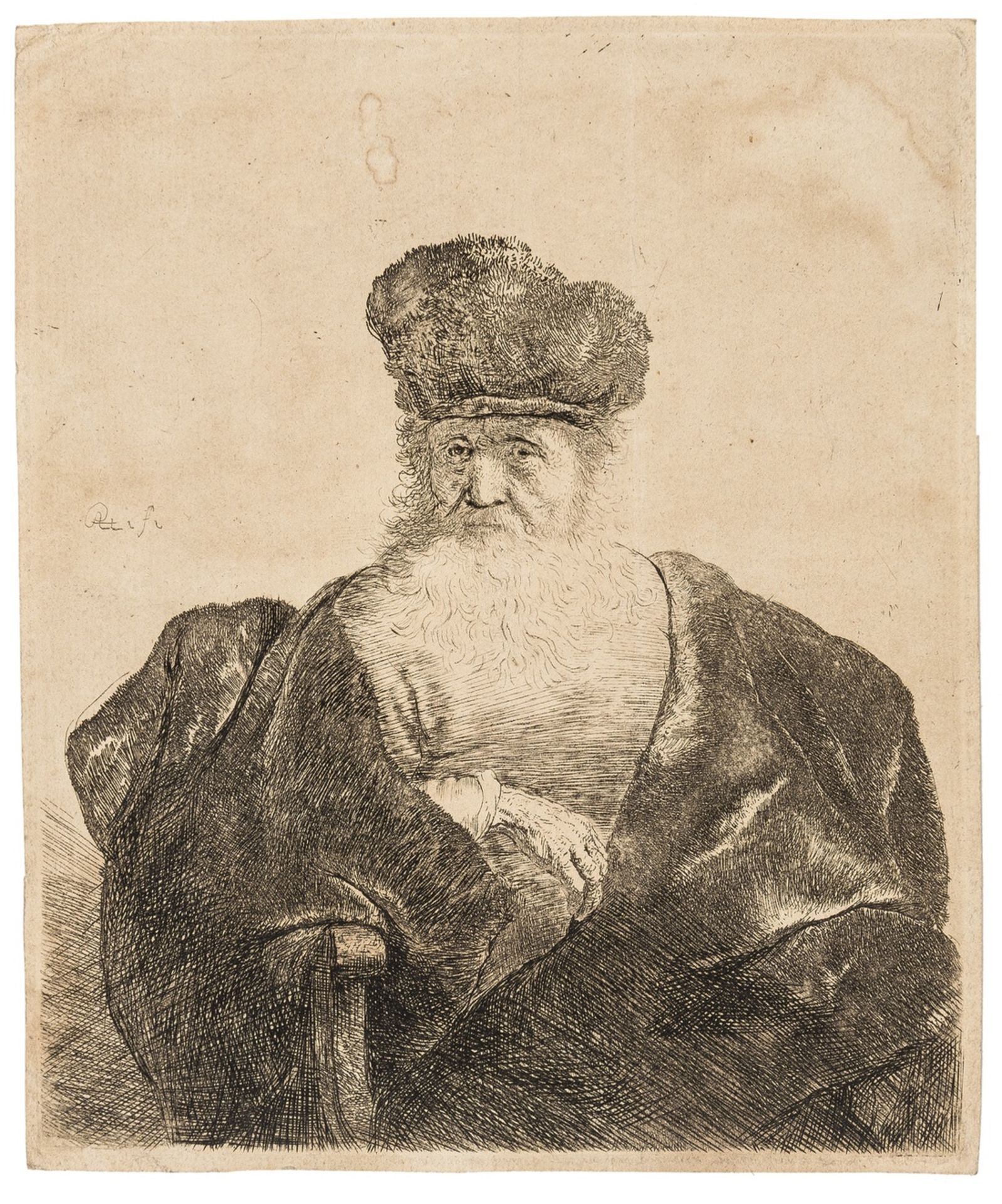 Rijn (Rembrandt van, 1606-1669) Old Man with Beard, Fur Cap, and Velvet Cloak, [c. 1631]