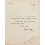 Churchill (Sir Winston Spencer) Typed Letter signed to Captain R[ichard] Ridgill Trout, Chartwell, …