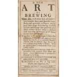 Brewing.- [Tryon (Thomas)] A new art of brewing beer, ale, and other sorts of liquors, so as to …