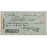 Dickens (Charles) Autograph cheque signed "Charles Dickens" paid to "W Seagrove" for the sum of …