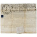 George III (KIng) Letter of Marque issued to Francis May Captain of the Unity enforcing an embargo …