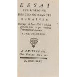 Condillac (Étienne Bonnot de) Essai sur l'origine des connaissances humaines, 2 vol., Amsterdam, …