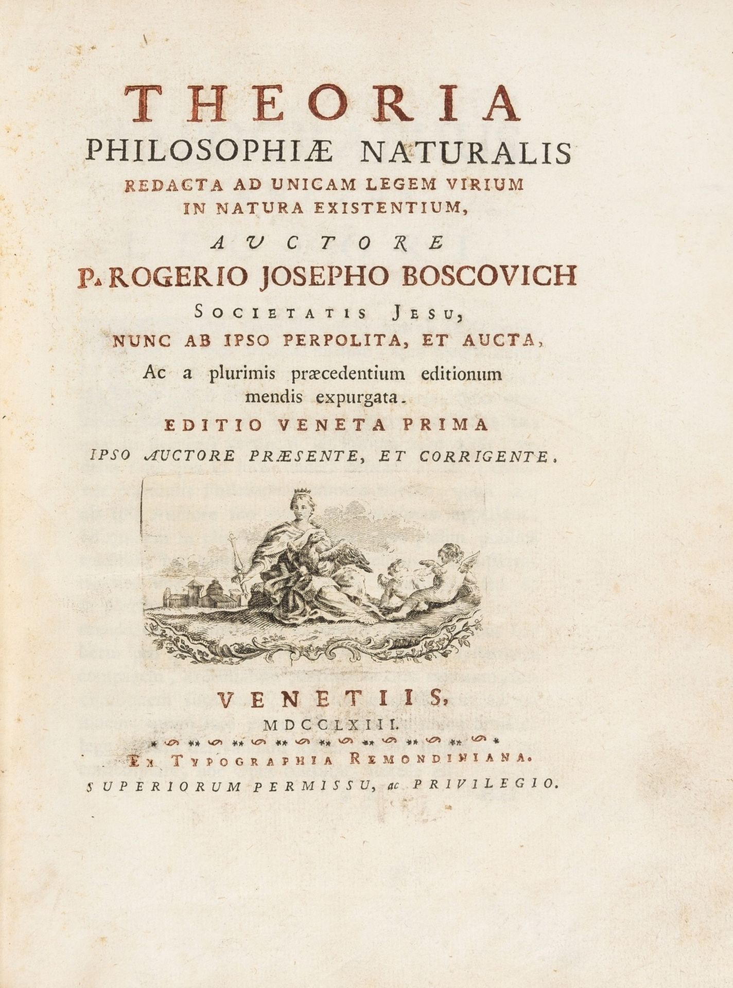 Atomic Physics.- Boscovich (Ruggiero Giuseppe) Theoria Philosophiae Naturalis, first Venice … - Bild 2 aus 2