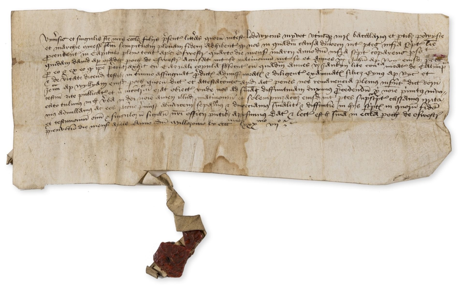 Medieval Welsh Divorce.- Record by Lewis Myvot, Bachelor of Canon & Civil Law and ?commissary in …