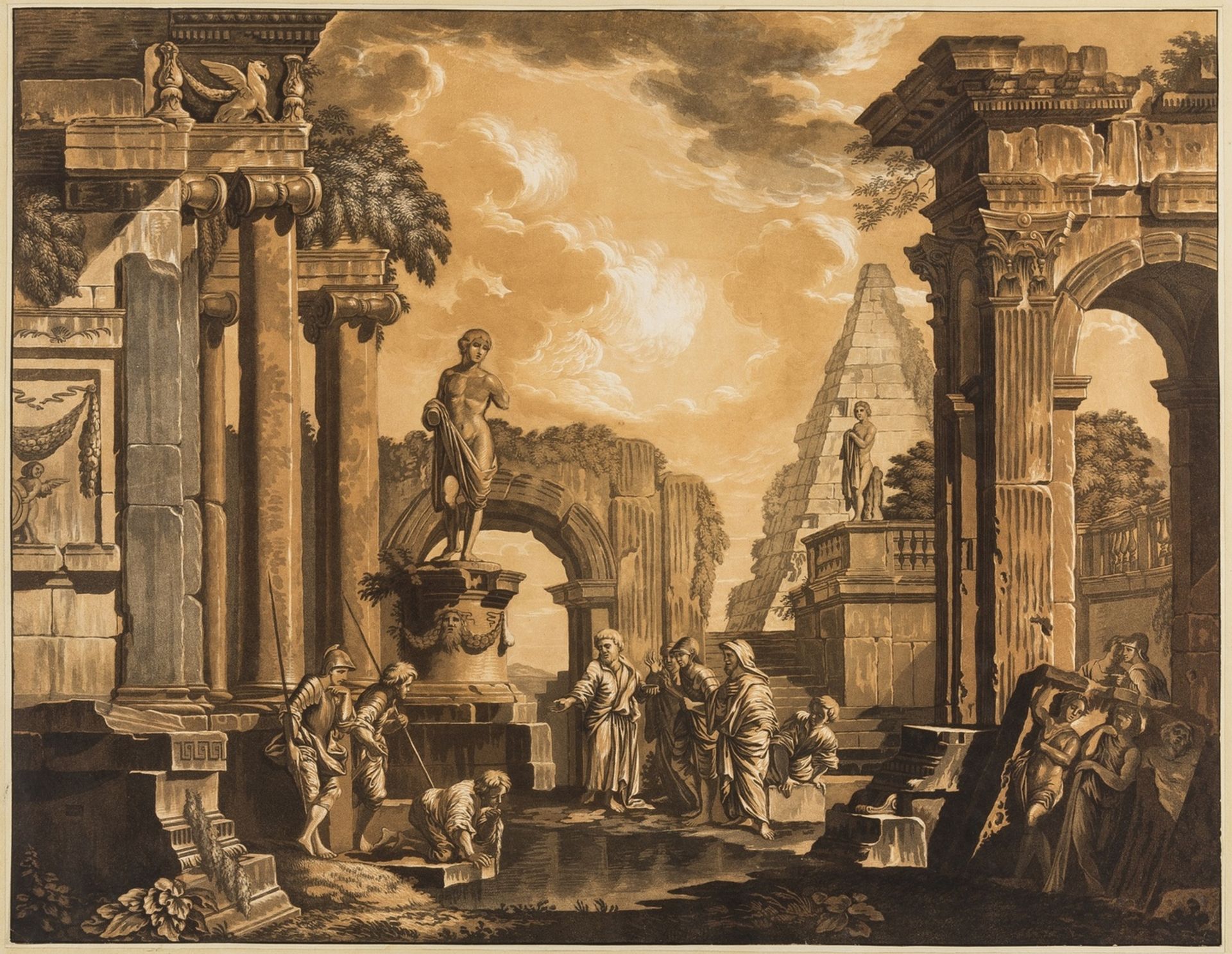 Architecture.- Panini (Giovanni Paolo, 1691-1765), after. Two classical capriccios, a pair, [1788] …