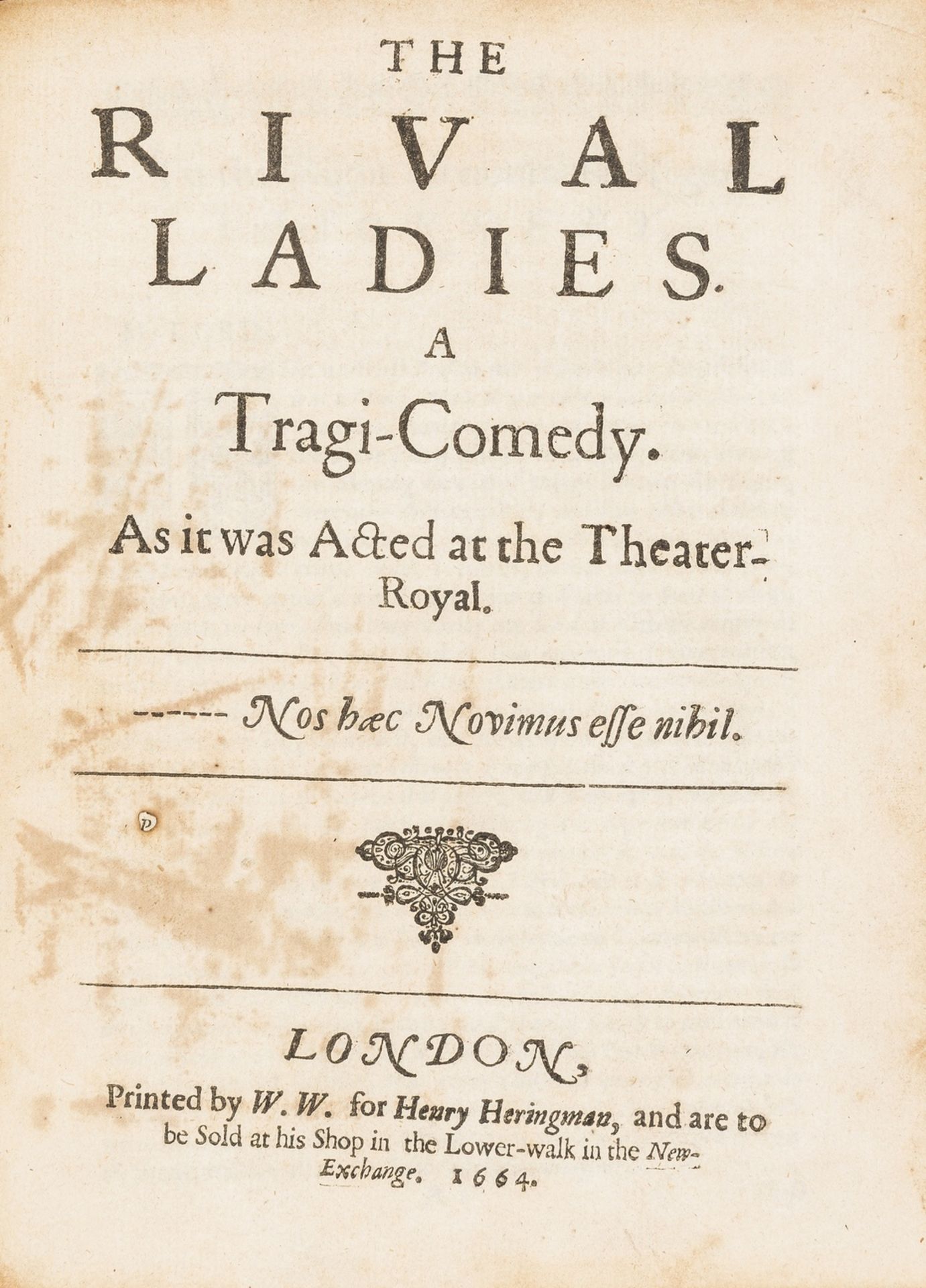 Dryden (John) The Rival Ladies A Tragi-Comedy. As it was Acted at the Theater-Royal, first …