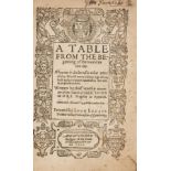 More (John) A Table from the beginning of the World to this day, first edition, Cambridge, 1593.