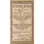 America.- L[upton] (D[onald]) Emblems of Rarities: or, Choyce Observations out of Worthy …