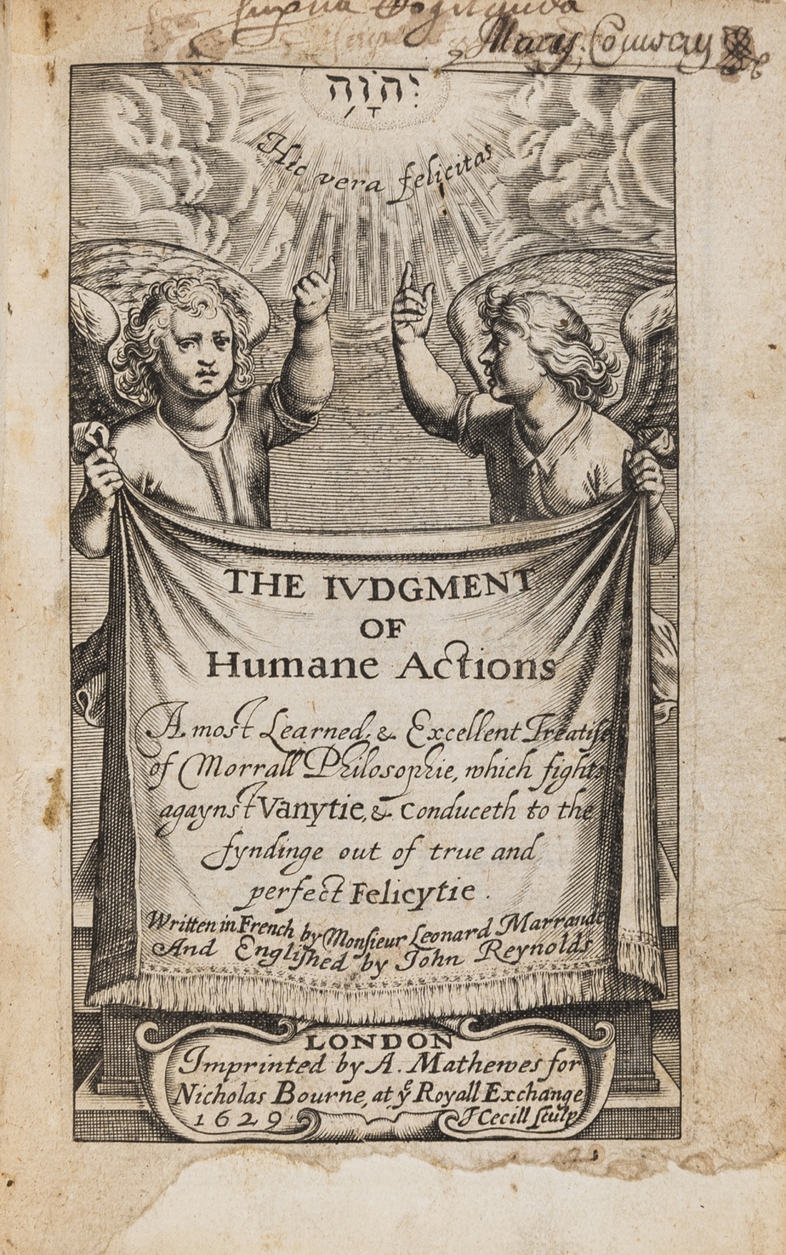 Marandé (Léonard de) The Judgment of Humane Actions, first edition, 1629.