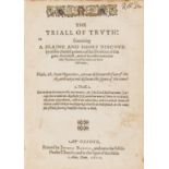 [Terry (John)] The Triall of Truth, first edition, 1600.