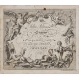 Trade card.- John Blundell, Engraver. In Honey-Suckle Court, Grubb-Street, London. 1742., 1742.