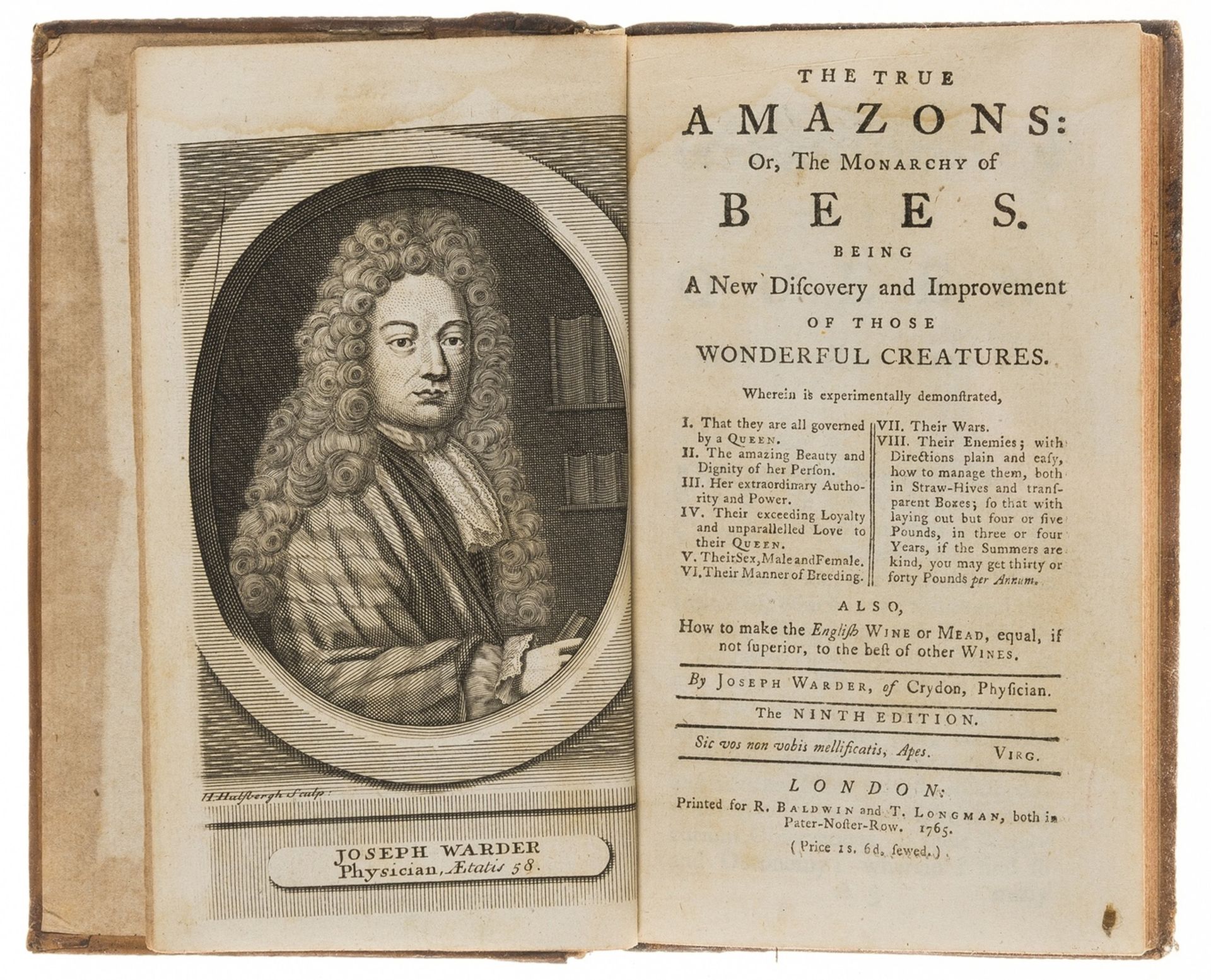 Bees.- Warder (Joseph) The true amazons: or, the monarchy of bees. Being a new discovery and …