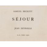 Beckett (Samuel) 2 copies of subscription forms for Beckett's work Séjour, folding card with …