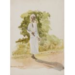 India.- Fraser neé Bell Irving (Etta) Study of a Sikh holding a Kirpan, watercolour, 1895; and …
