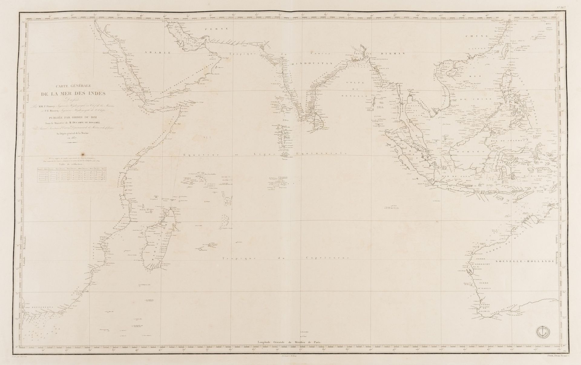 India & Australia.- Daussy (Pierre) Carte Générale de la mer des Indes; Carte des mers Australes, …