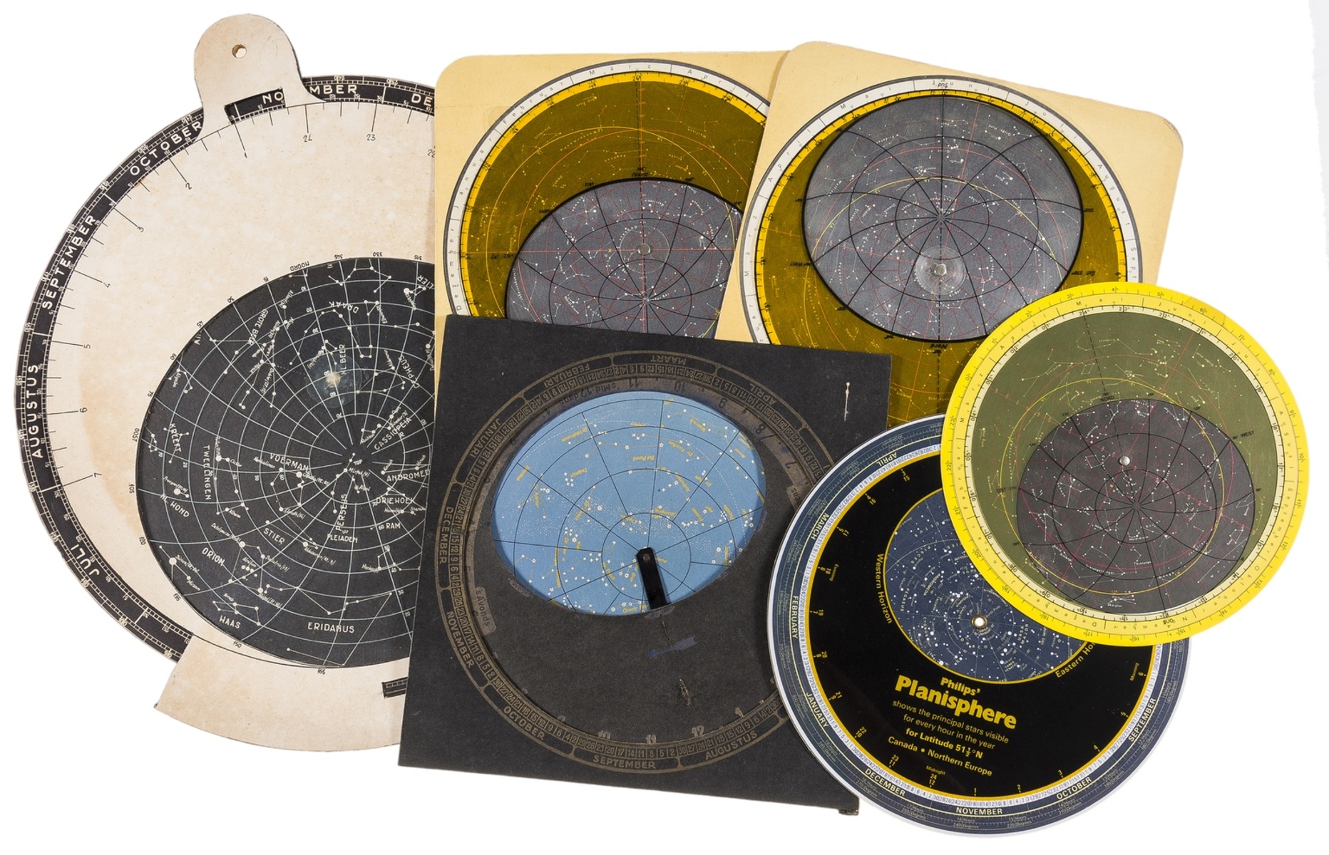 Astronomy.- A collection of six planispheres, early 20th century and slightly later; together with …