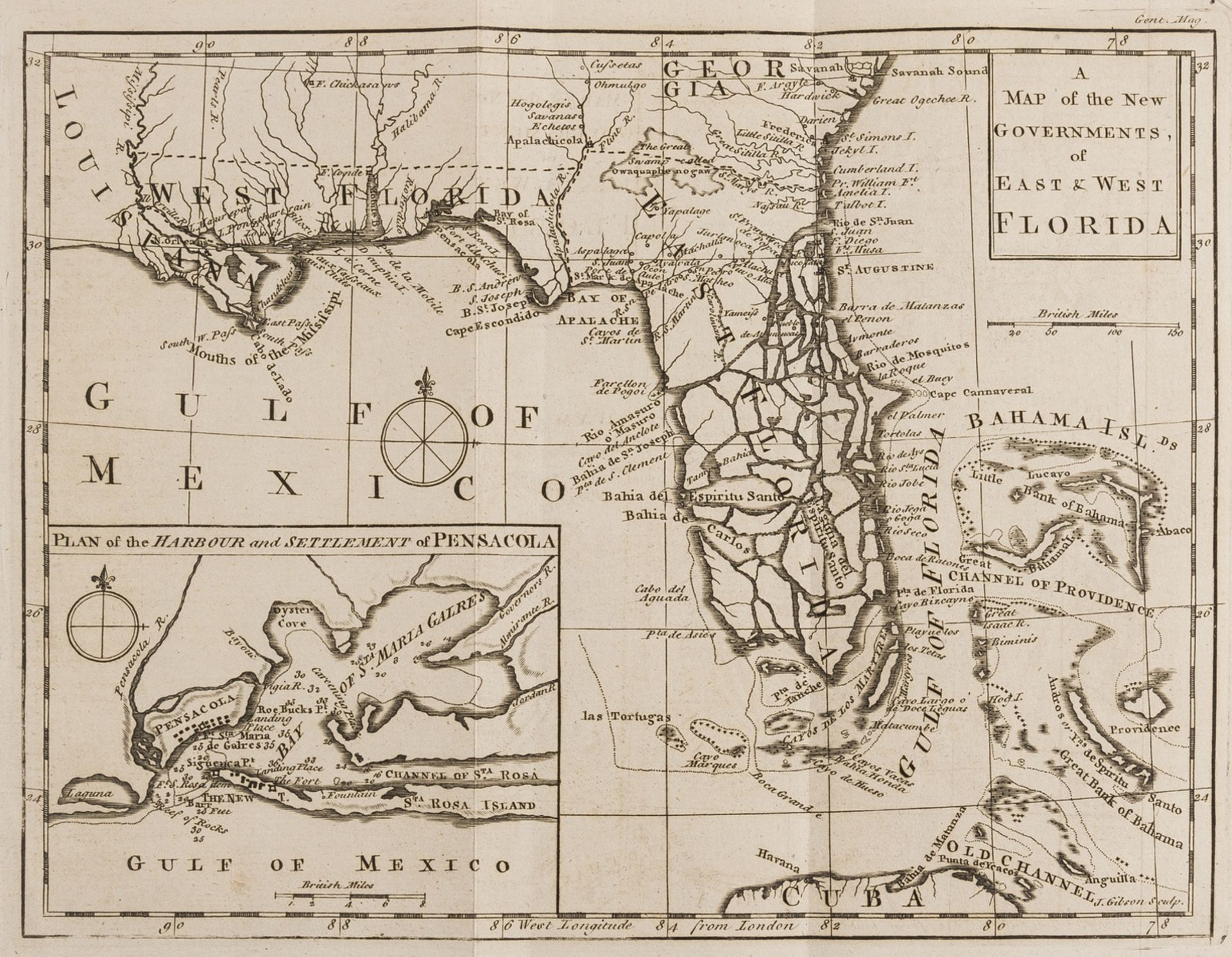 America.- Colonial Southern United States, Florida.- Gibson (John) A Map of the New Governments, … - Bild 3 aus 3