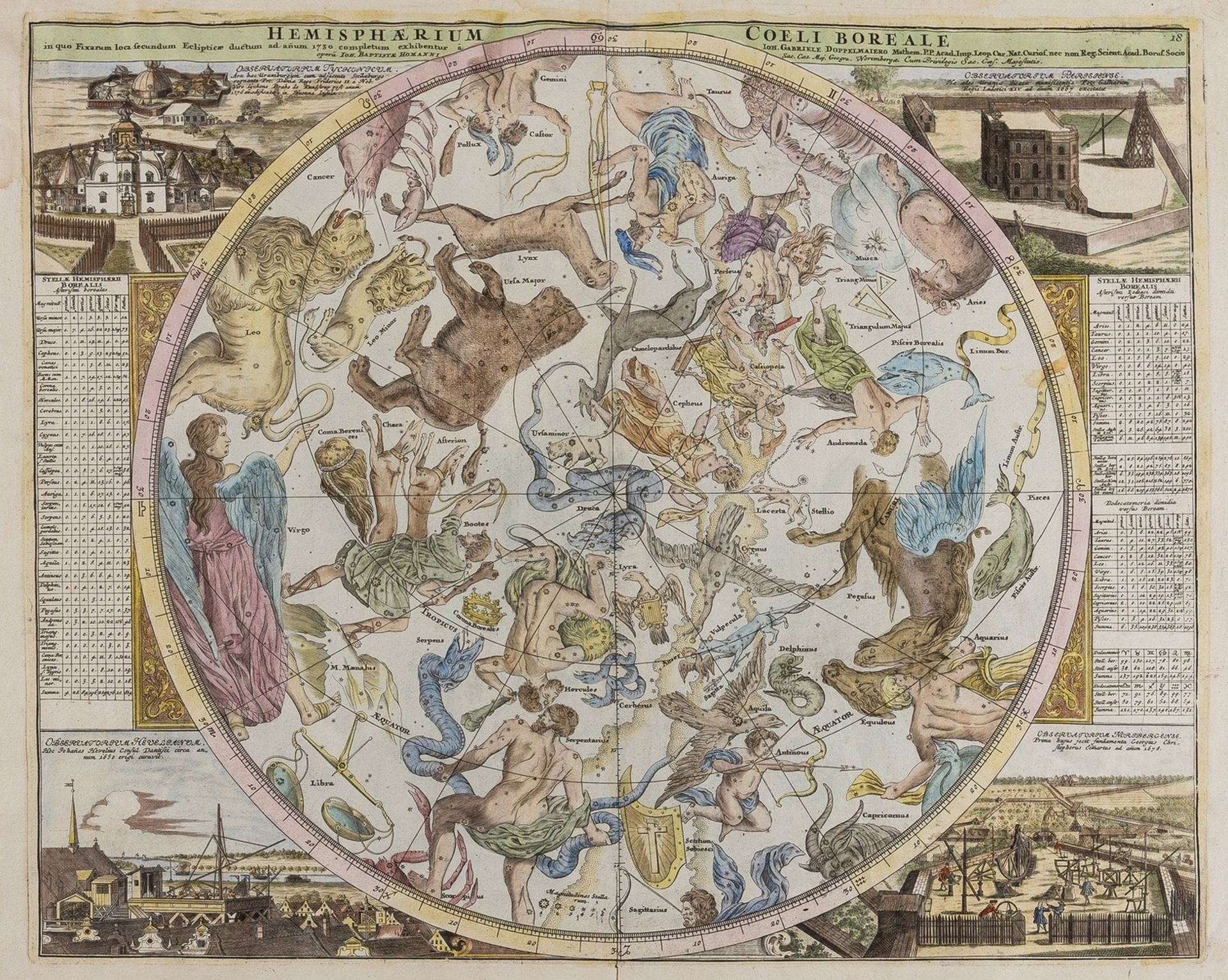 Celestial.- Homann (Johann Baptist) Hemisphaerium Coeli Boreale [and] Hemisphaerium Coeli …