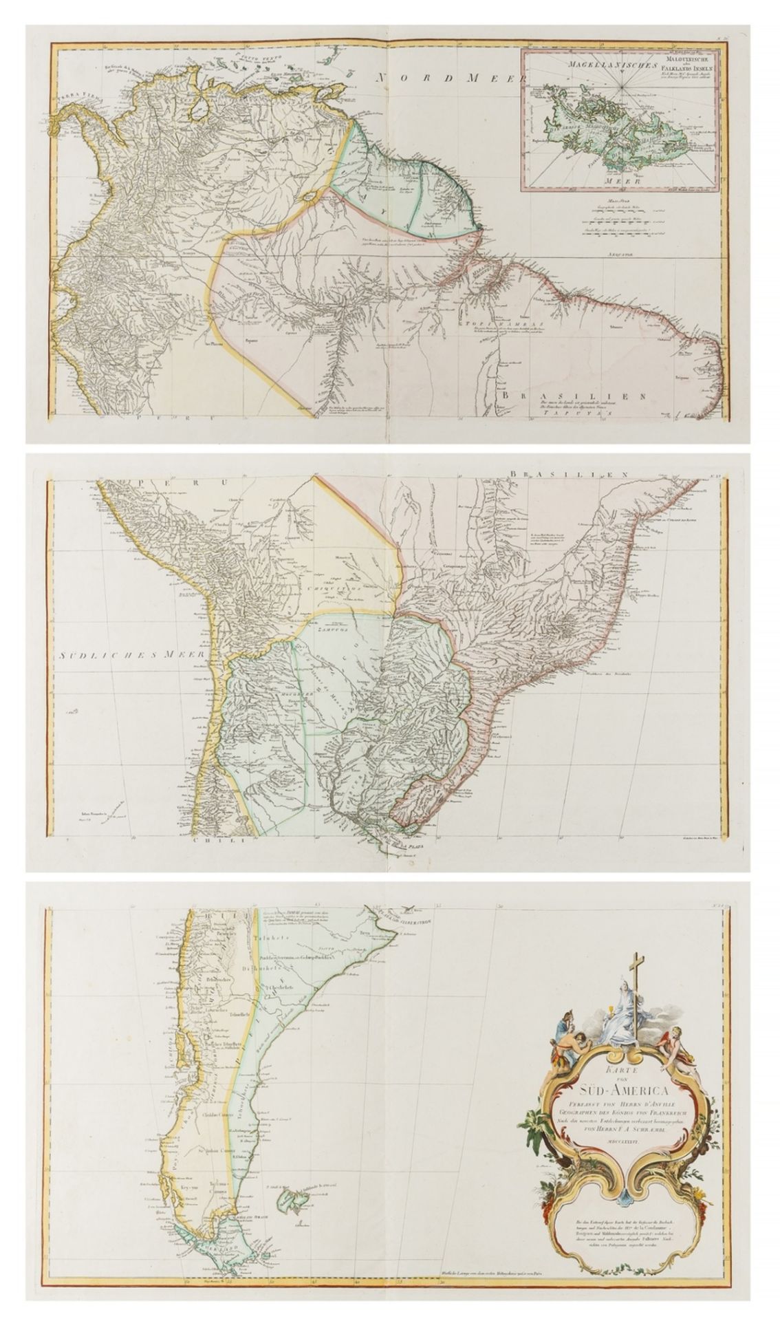 South America.- Schraembl (Franz Anton) Karte von Sud-America Verfasst von Herrn d'Anville …