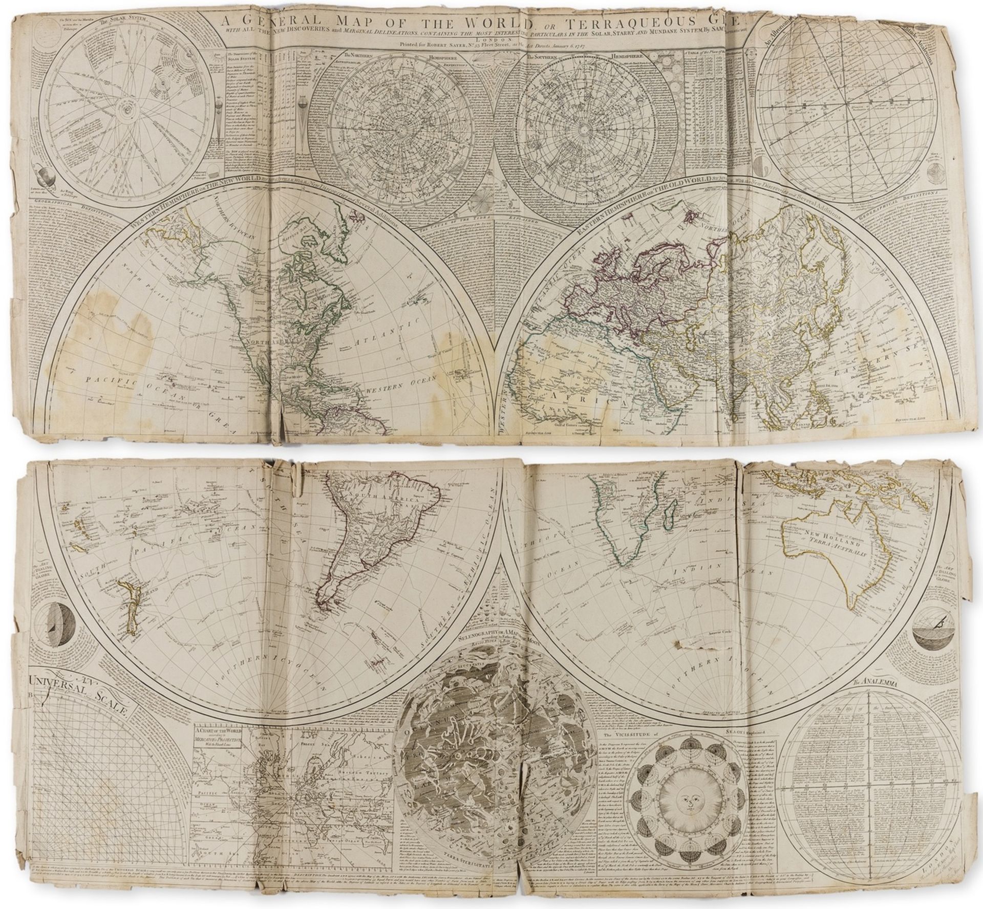 World & Celestial.- Dunn (Samuel) A General Map of the World, or Terraqueous Globe, 1787.