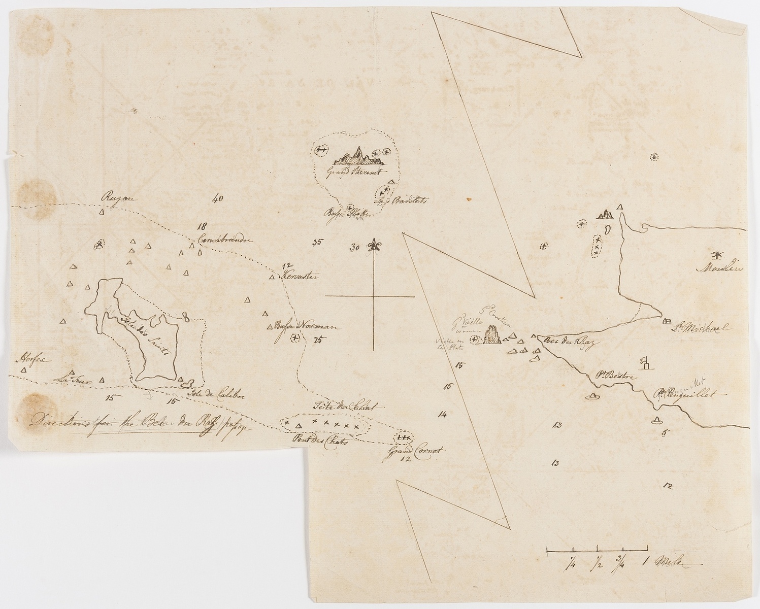 France.- Anonymous. Manuscript map chart of the Pointe du Raz, Brittany, [c. 1799]; and another (2)