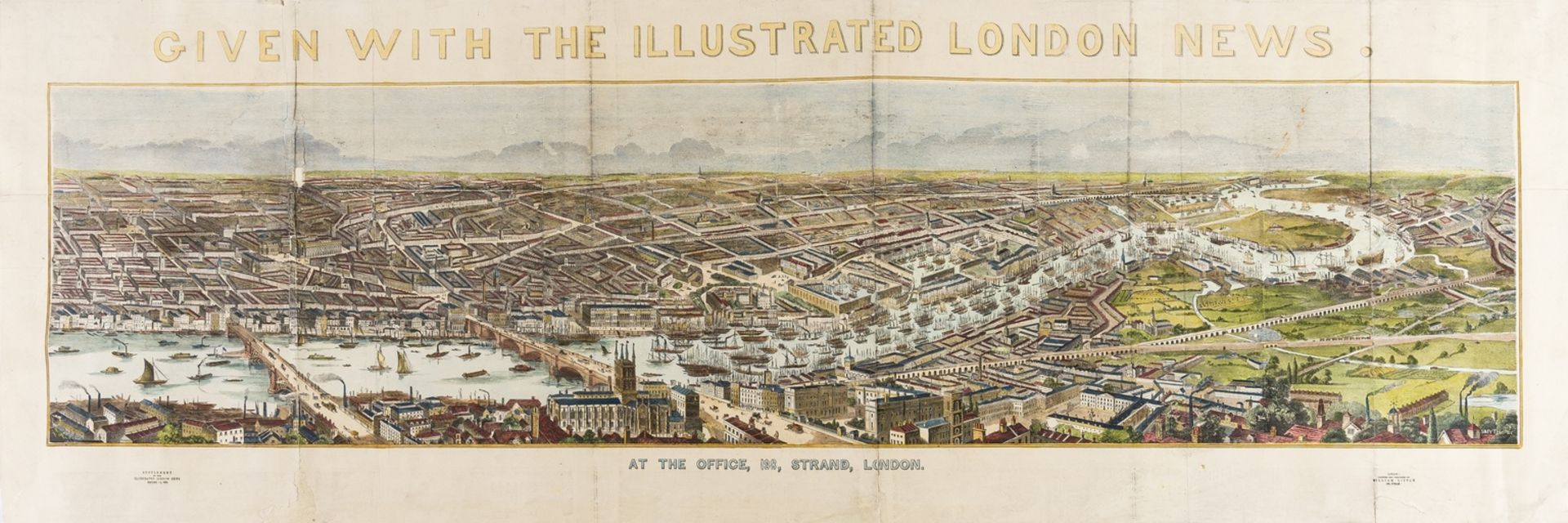 London.- Illustrated London News (The) [Panorama of the River Thames in 1845]