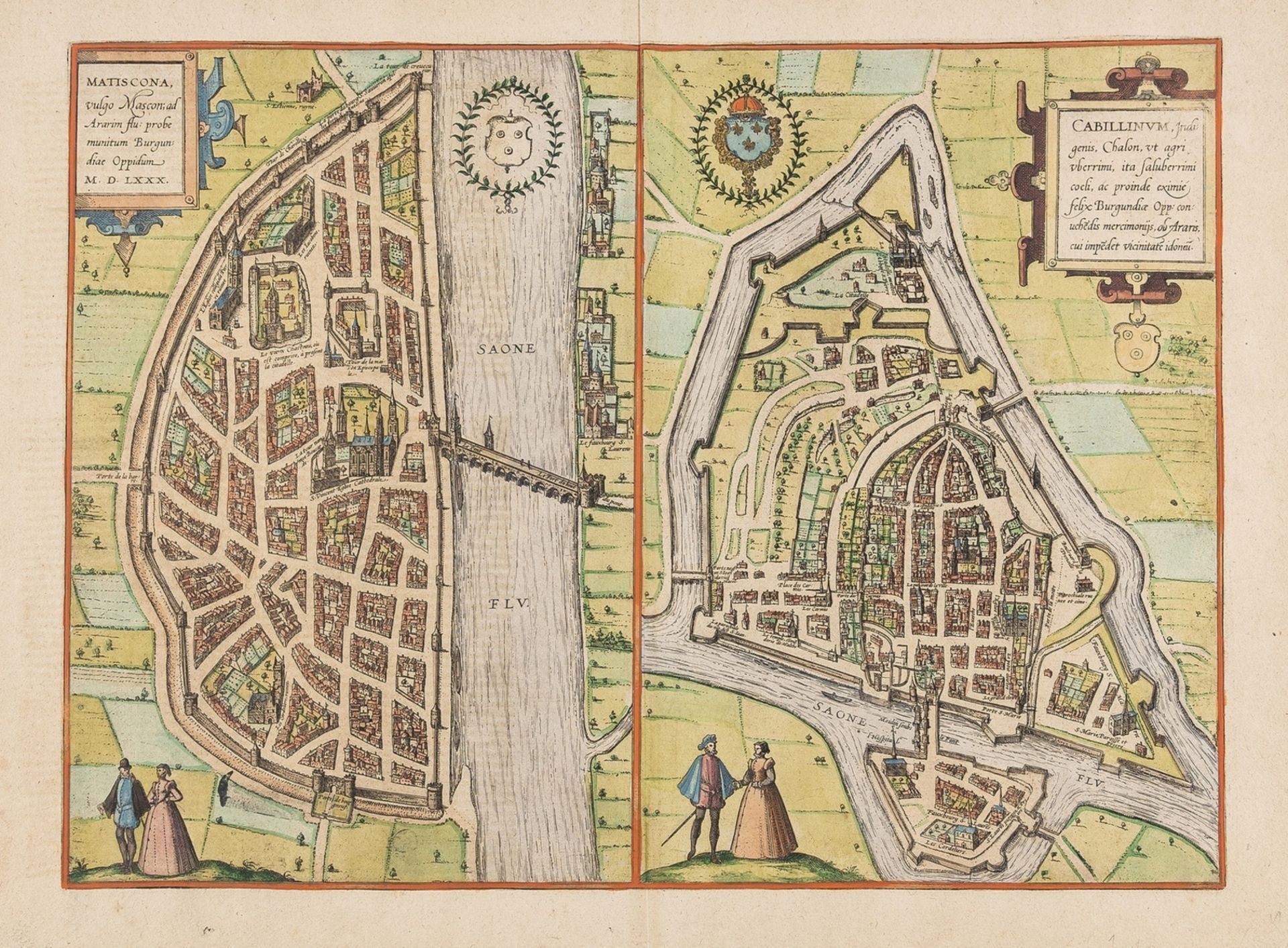 France.- Fourteen maps including Braun & Hogenberg's plans of Macon and Chalons, 17th and 18th …