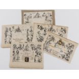 Mulready Envelopes.- Mulready envelopes by William Spooner, 5 lithographed envelope fronts, [c. …