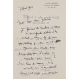 Cocteau (Jean) Autograph letter signed to Youra Guller, St. Jean, Cap-Ferrat, 1960.